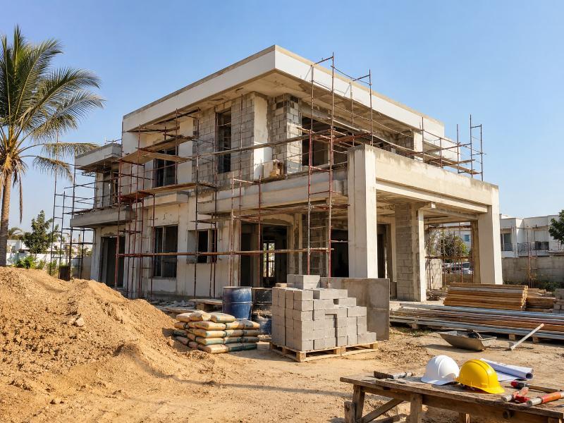 Chantier de construction d'une villa — illustration