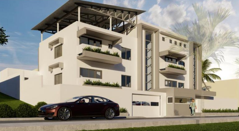 Rendu architectural de l'immeuble R+5 à Riviera Bonoumin
